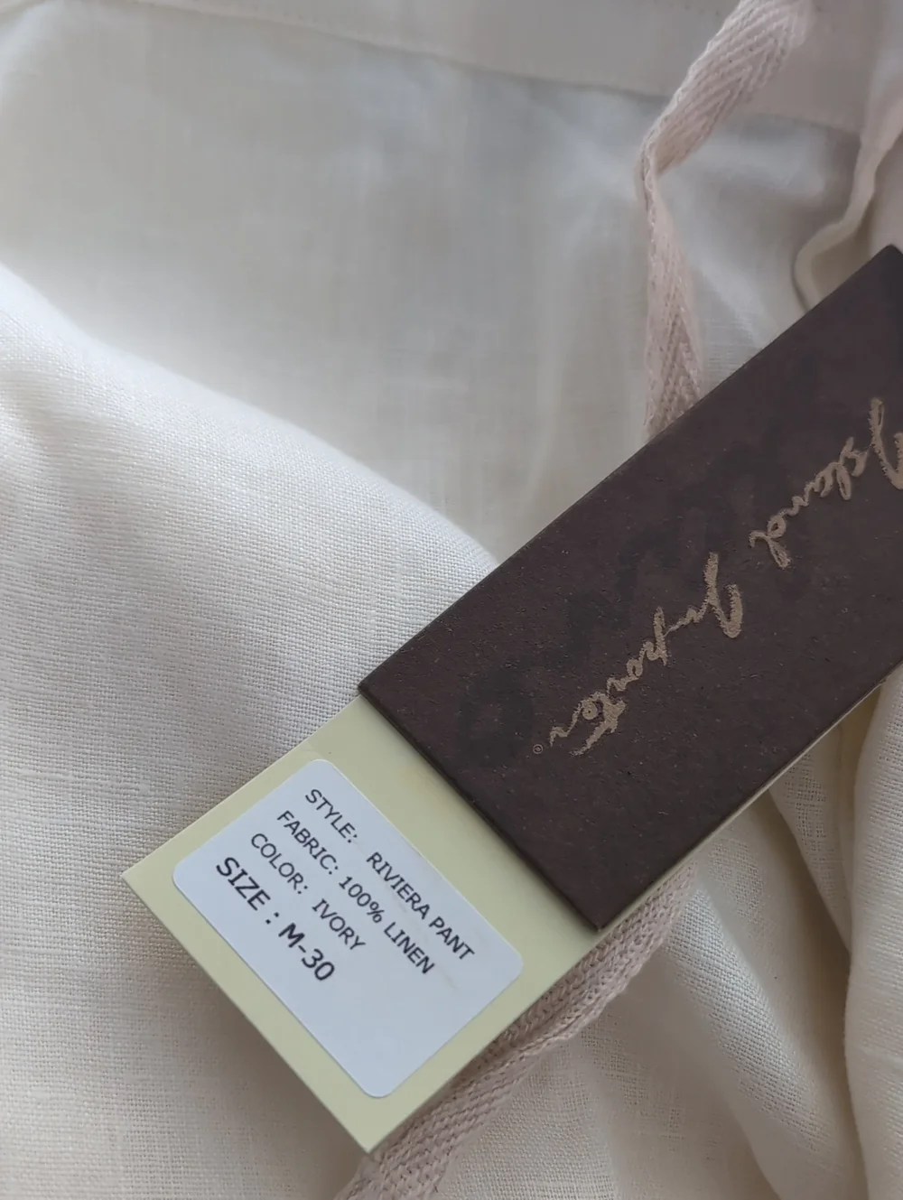 Island Imposter Natural Linen Riviera Pant- M (32 - 35)